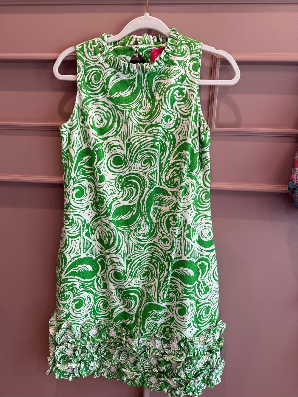 Lilly Pulitzer Lovell Flam Alama Ding Dong Grasshopper Green Shift Dress -